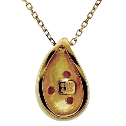 Mikimoto 18K yellow gold drop necklace with ruby gemstone for ladies weighing 4.6 grams from Japan
