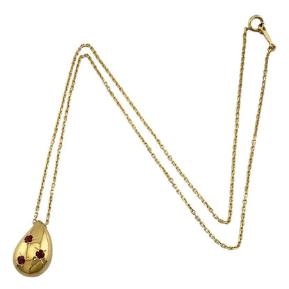 Mikimoto 18K yellow gold drop necklace with ruby gemstone for ladies weighing 4.6 grams from Japan