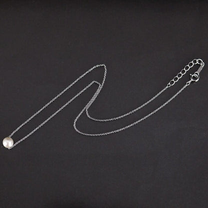 Tasaki pearl necklace with a single 6.4mm silver pearl on a 41cm adjustable silver chain