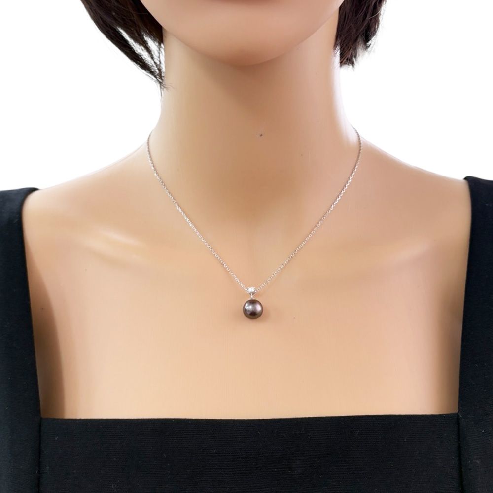 Mikimoto 18K white gold diamond necklace for ladies with K18WG engraved clasp, silver color, lightweight design