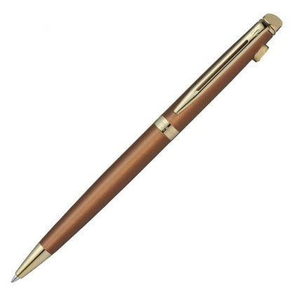 Waterman Metropolitan Essential Copper Red GT oil-based twist ballpoint pen with brass body and gold plated trim