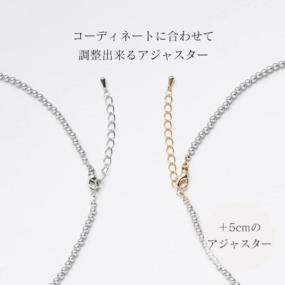 VOTRE COUTURE Baby Pearl Necklace 41cm 3mm crystal pearls silver gray and gold clasp