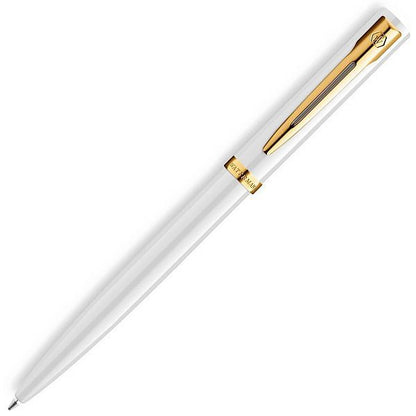 WATERMAN Impression White GT oil-based ballpoint pen with gold coating finish and glossy stainless steel body