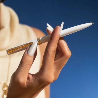 WATERMAN Impression White GT oil-based ballpoint pen with gold coating finish and glossy stainless steel body