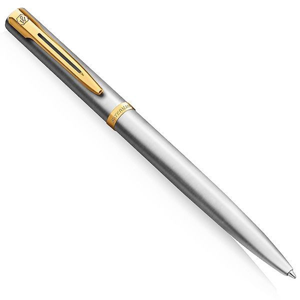 Waterman Impression Stainless Steel GT ballpoint pen with gold coating and fine oil-based point