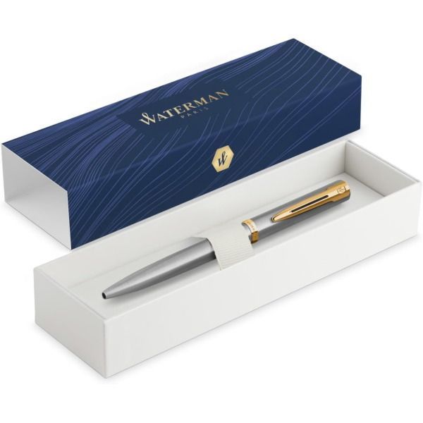 Waterman Impression Stainless Steel GT ballpoint pen with gold coating and fine oil-based point