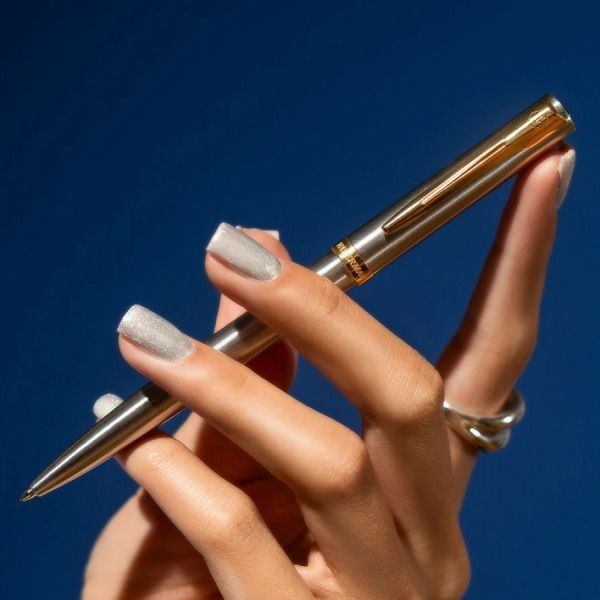 Waterman Impression Stainless Steel GT ballpoint pen with gold coating and fine oil-based point