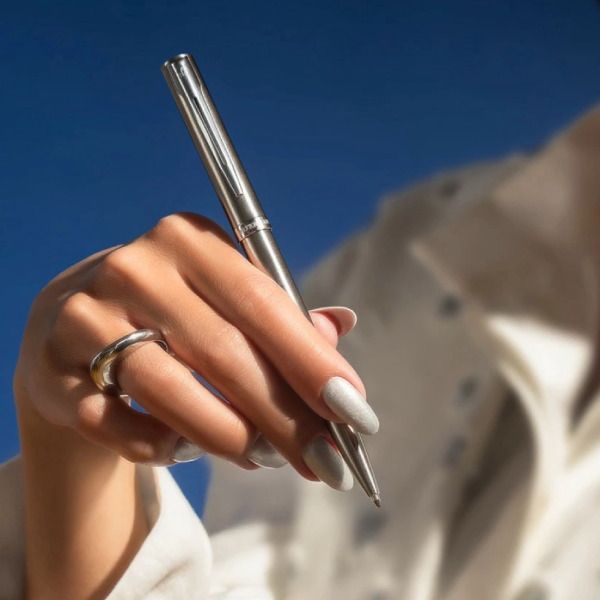 WATERMAN Impression stainless steel CT ballpoint pen with twist mechanism, slim F tip, gold and palladium trim