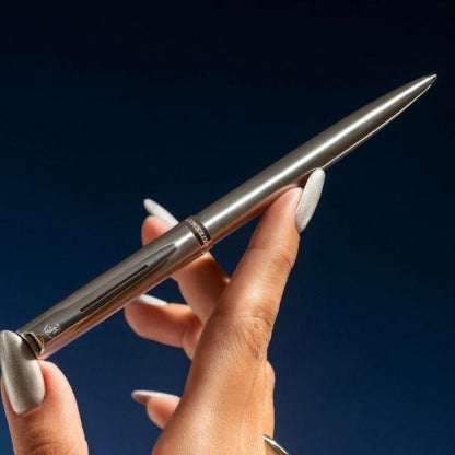WATERMAN Impression stainless steel CT ballpoint pen with twist mechanism, slim F tip, gold and palladium trim