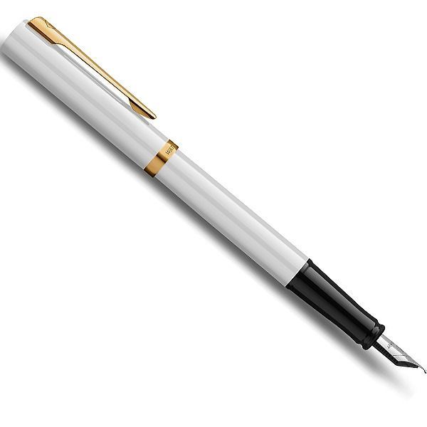 WATERMAN Impression White GT fountain pen with gold-coated clip and stainless steel glossy lacquer finish