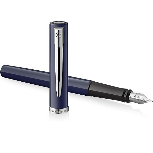 WATERMAN Impression Blue CT Fine Point Fountain Pen with stainless steel body and gold coating clip