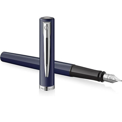 WATERMAN Impression Blue CT Fine Point Fountain Pen with stainless steel body and gold coating clip