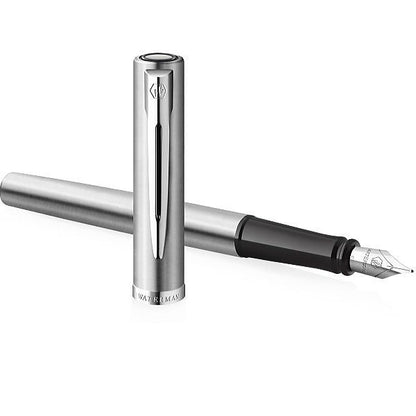 WATERMAN Impression fine pen in stainless steel with gold trim and 0.3mm stainless steel nib