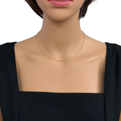 Mikimoto 18K yellow gold ladies chain necklace weighing 2.9g, made in Japan, shown on white background