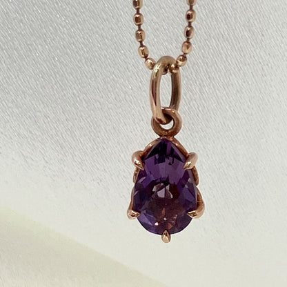 agete10K necklace with purple amethyst stone in 10K rose gold weighing 1.6 grams with included box