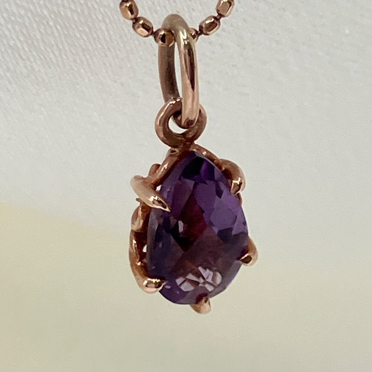 agete10K necklace with purple amethyst stone in 10K rose gold weighing 1.6 grams with included box