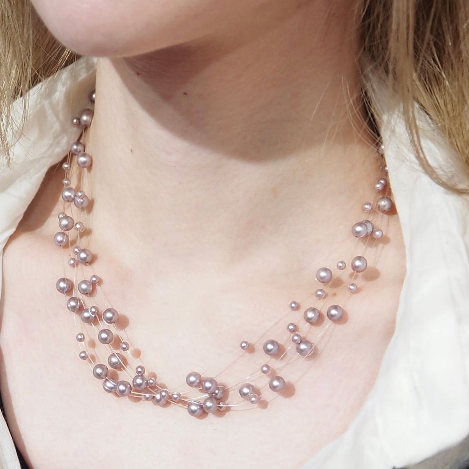 TASAKI 5-row pearl necklace choker crafted in silver K18 white gold with a 42.5 cm length