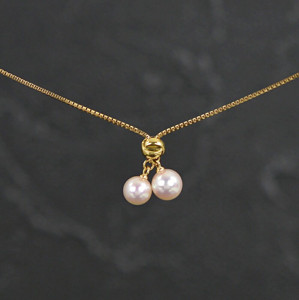 Tasaki Aoyama Pearl Slide Necklace featuring 6.0 to 6.5 mm pearls with K18YG gold chain, 49 cm long