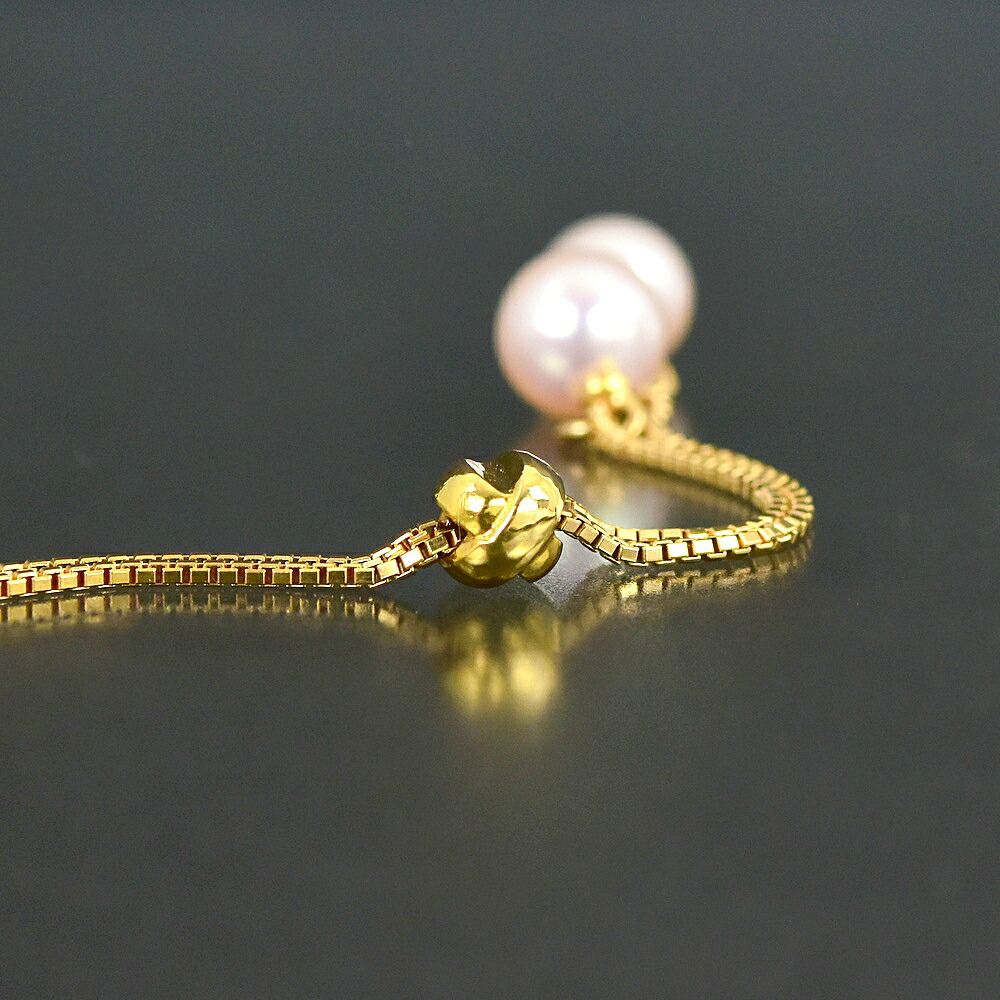Tasaki Aoyama Pearl Slide Necklace featuring 6.0 to 6.5 mm pearls with K18YG gold chain, 49 cm long