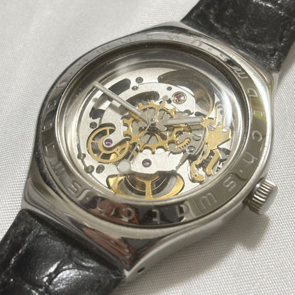 swatch Irony Automatic Skeleton Silver Black Men's — Japanese