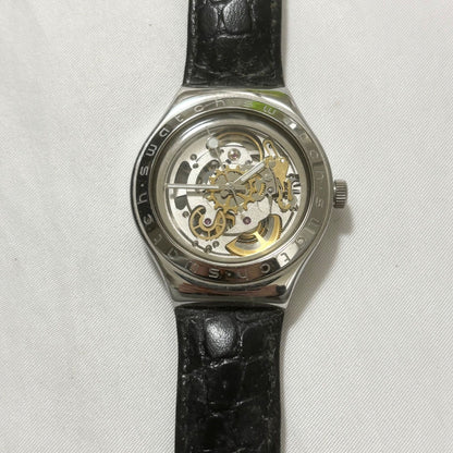 swatch Irony Automatic Skeleton Silver Black Men's — Japanese