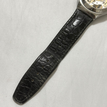 swatch Irony Automatic Skeleton Silver Black Men's — Japanese