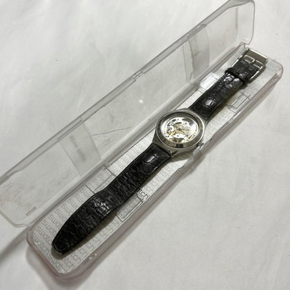 swatch Irony Automatic Skeleton Silver Black Men's — Japanese