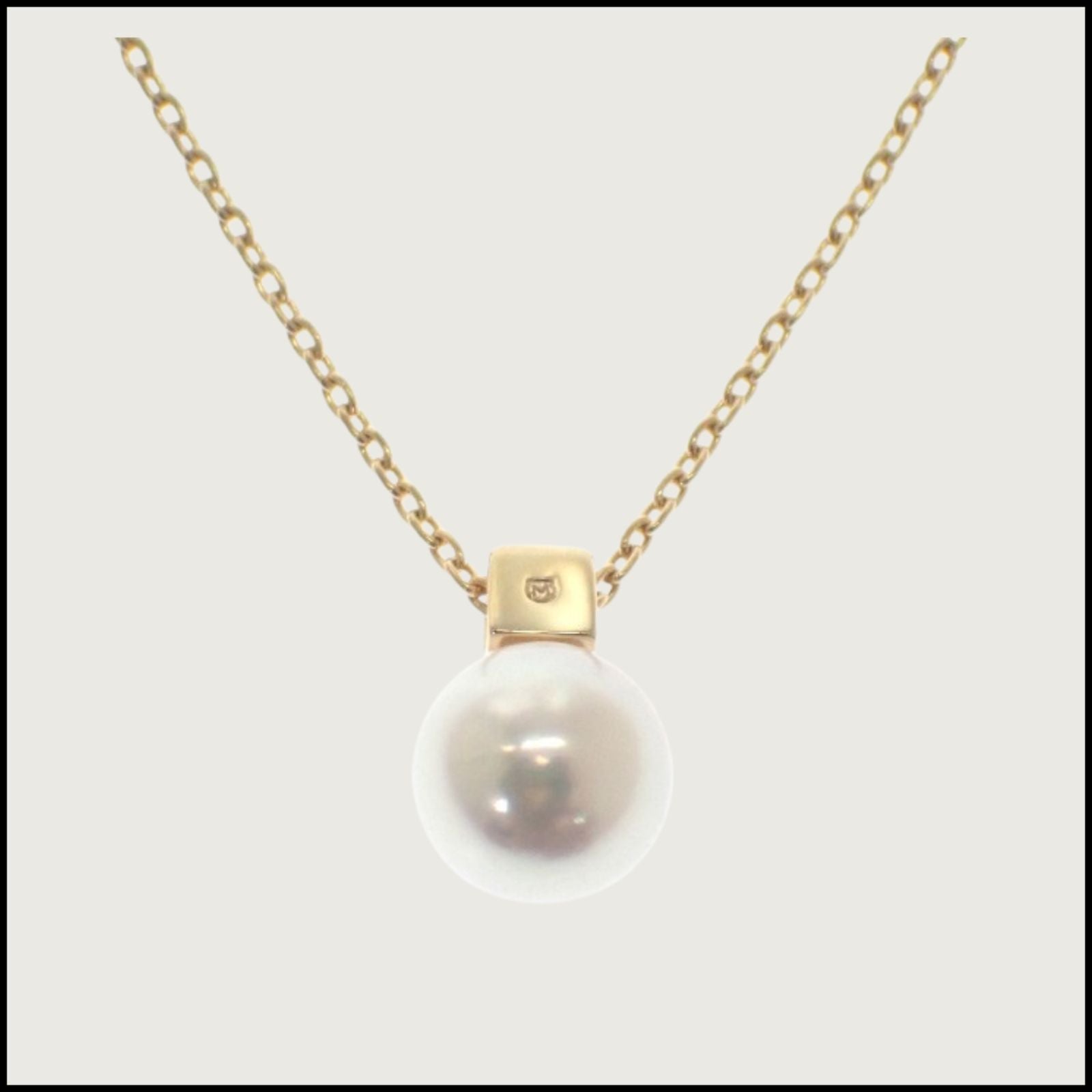 Mikimoto PP-20567K necklace featuring 7mm Akoya pearl pendant on 18K yellow gold 43 cm chain