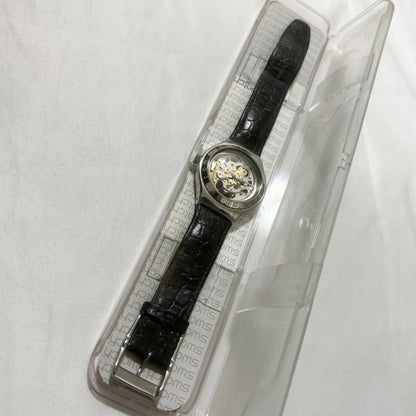 swatch Irony Automatic Skeleton Silver Black Men's — Japanese