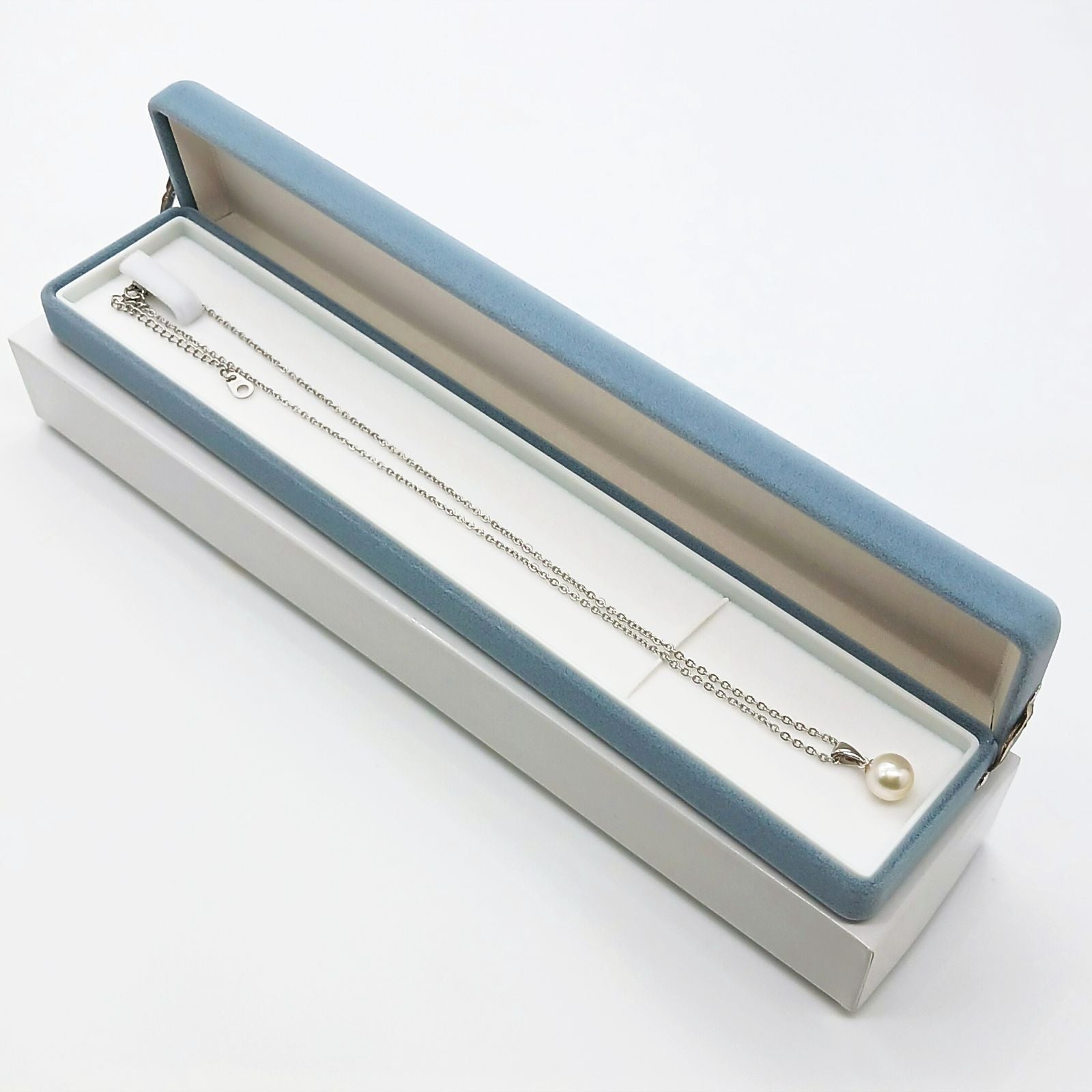 Yamato Akoya pearl pendant with natural white 8.5mm pearl on surgical stainless steel chain