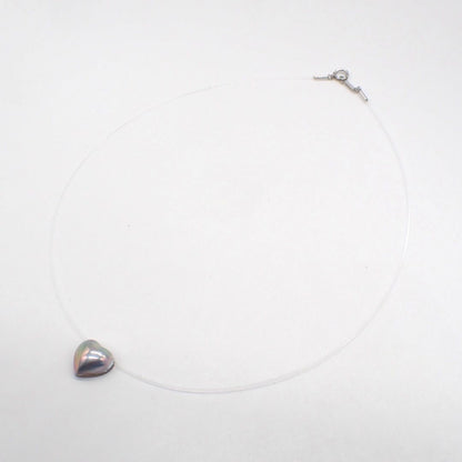 Tasaki Mabe Pearl heart necklace pendant in K18 white gold with Aurora colored Mabe pearl on 41cm chain
