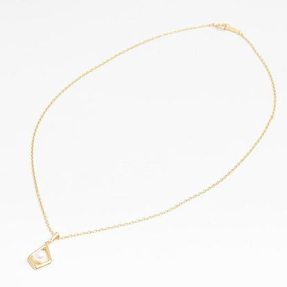 Mikimoto Square Charm Pearl Necklace with 4.8mm pearl on 40cm K18 gold chain