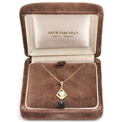 Mikimoto Square Charm Pearl Necklace with 4.8mm pearl on 40cm K18 gold chain