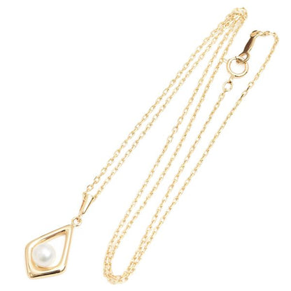 Mikimoto Square Charm Pearl Necklace with 4.8mm pearl on 40cm K18 gold chain