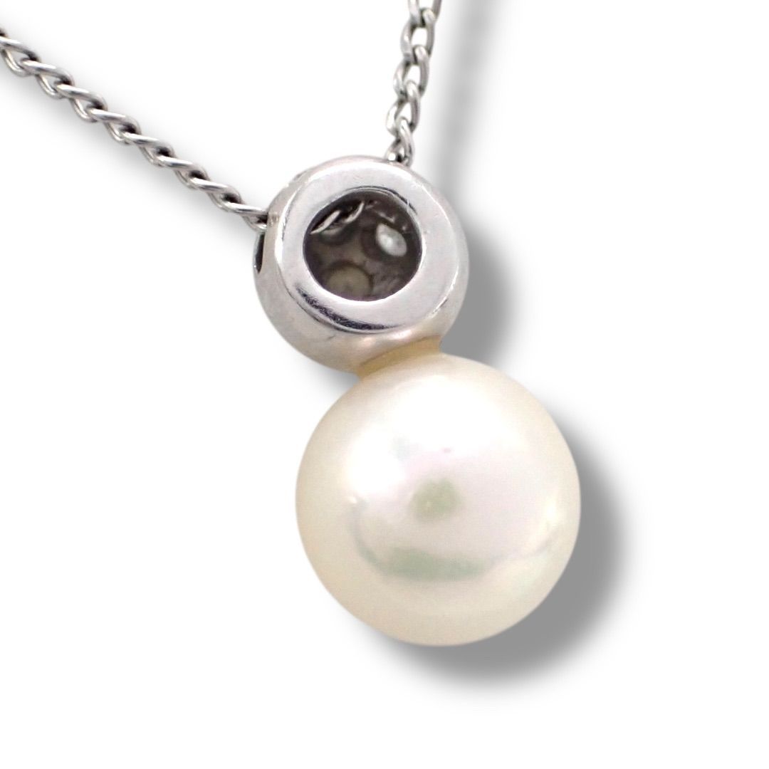 Tasaki 6.3mm Akoya pearl diamond necklace with Pt850 pendant on 40cm chain