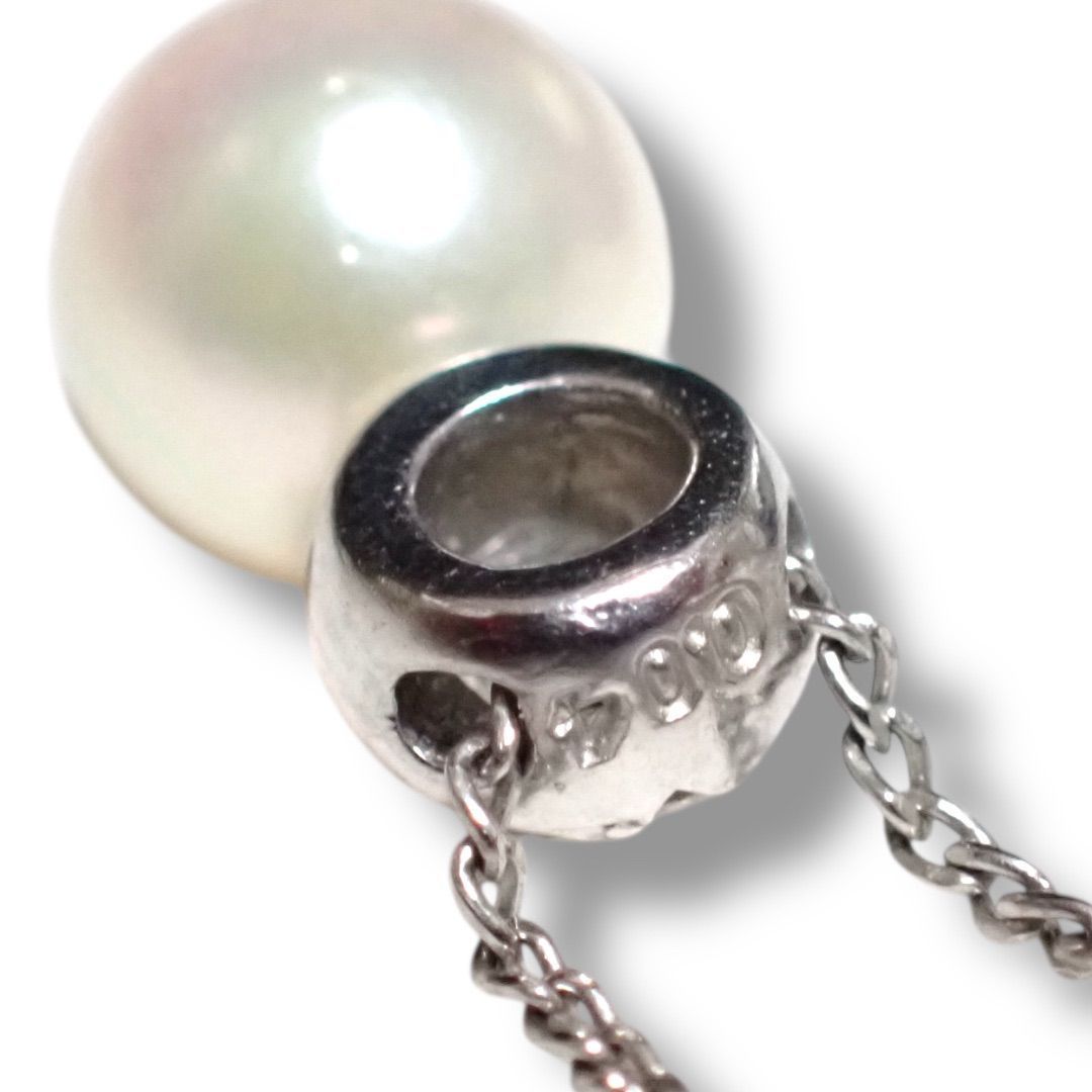 Tasaki 6.3mm Akoya pearl diamond necklace with Pt850 pendant on 40cm chain
