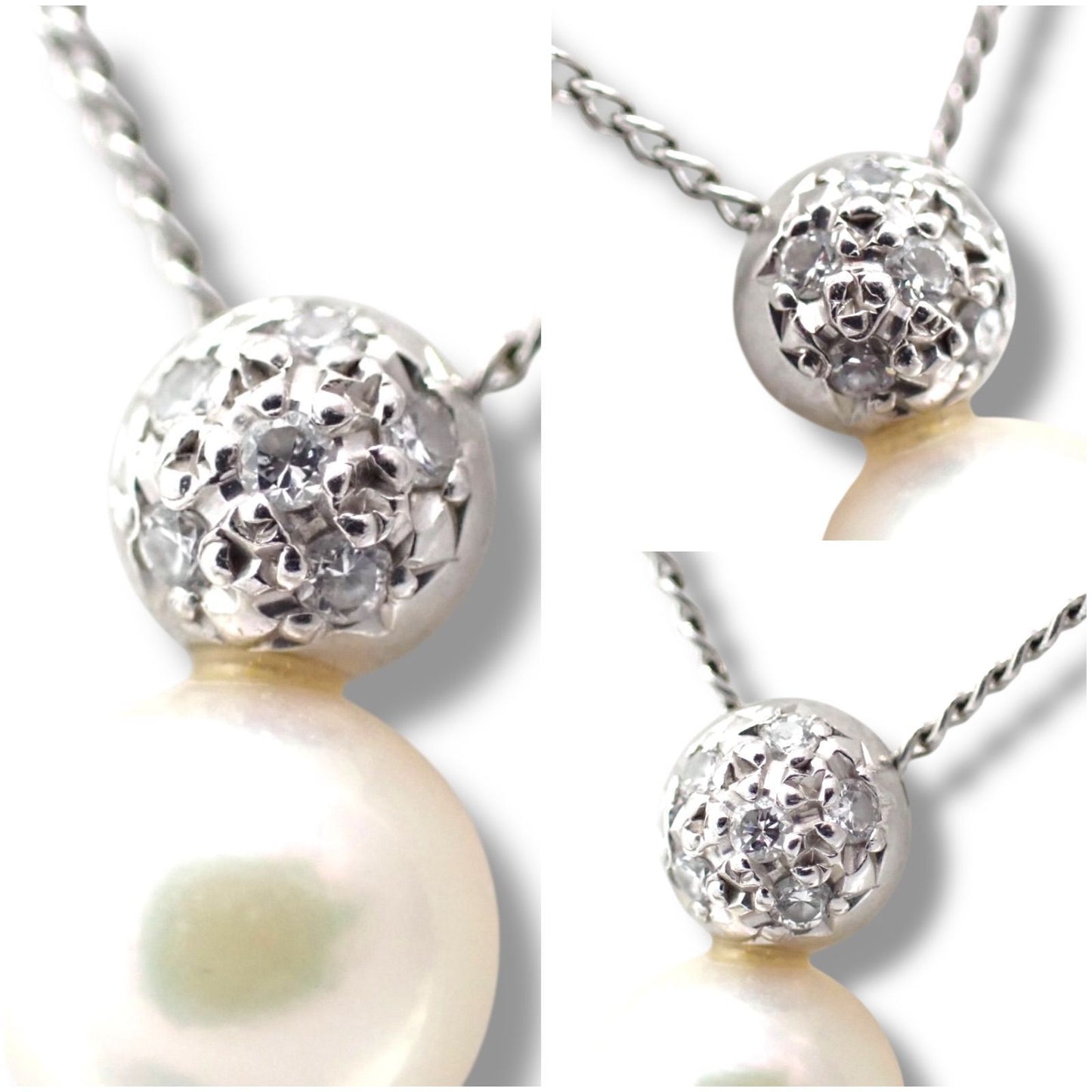 Tasaki 6.3mm Akoya pearl diamond necklace with Pt850 pendant on 40cm chain