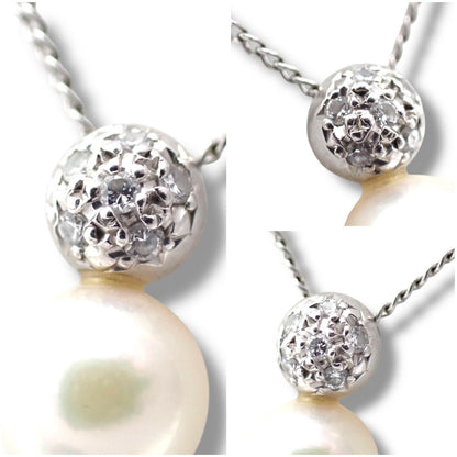 Tasaki 6.3mm Akoya pearl diamond necklace with Pt850 pendant on 40cm chain