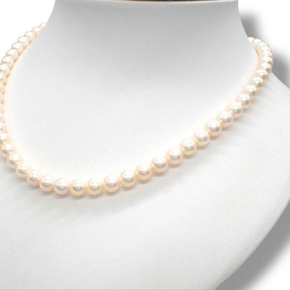Tasaki Pearl 6.5-7.0mm silver sterling silver choker necklace with natural pink pearls, 42cm length