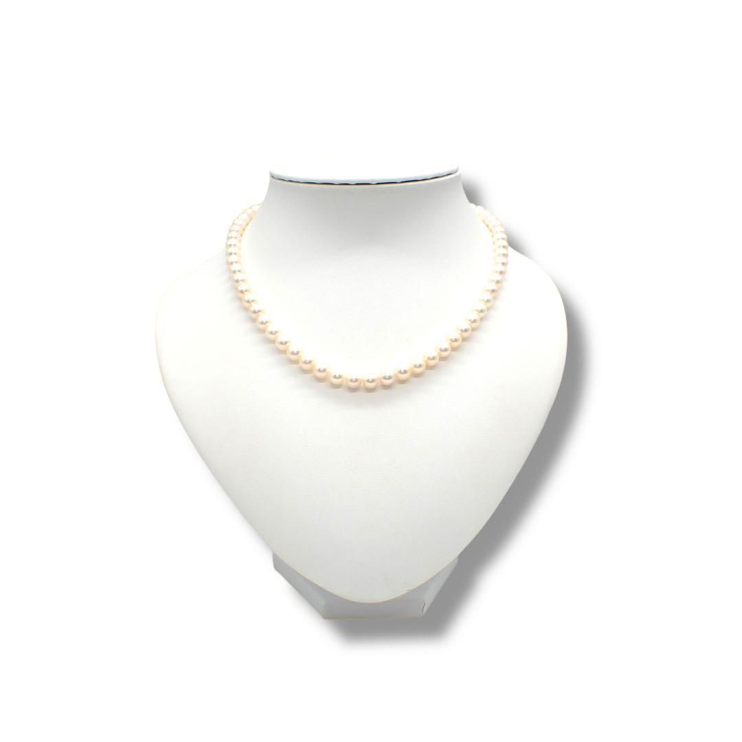 Tasaki Pearl 6.5-7.0mm silver sterling silver choker necklace with natural pink pearls, 42cm length
