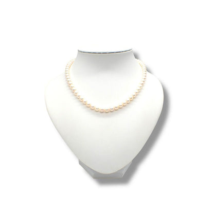 Tasaki Pearl 6.5-7.0mm silver sterling silver choker necklace with natural pink pearls, 42cm length