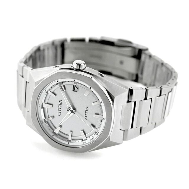 Citizen Attesa CB3040-56H men's silver dial wristwatch with silver super titanium band and durable case