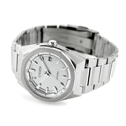 Citizen Attesa CB3040-56H men's silver dial wristwatch with silver super titanium band and durable case