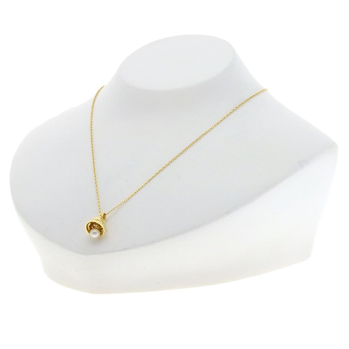 MIKIMOTO Bell Motif Pearl Necklace with 5.2mm pearl on 40cm K18 yellow gold chain for ladies