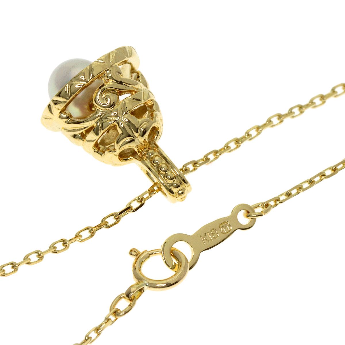 MIKIMOTO Bell Motif Pearl Necklace with 5.2mm pearl on 40cm K18 yellow gold chain for ladies