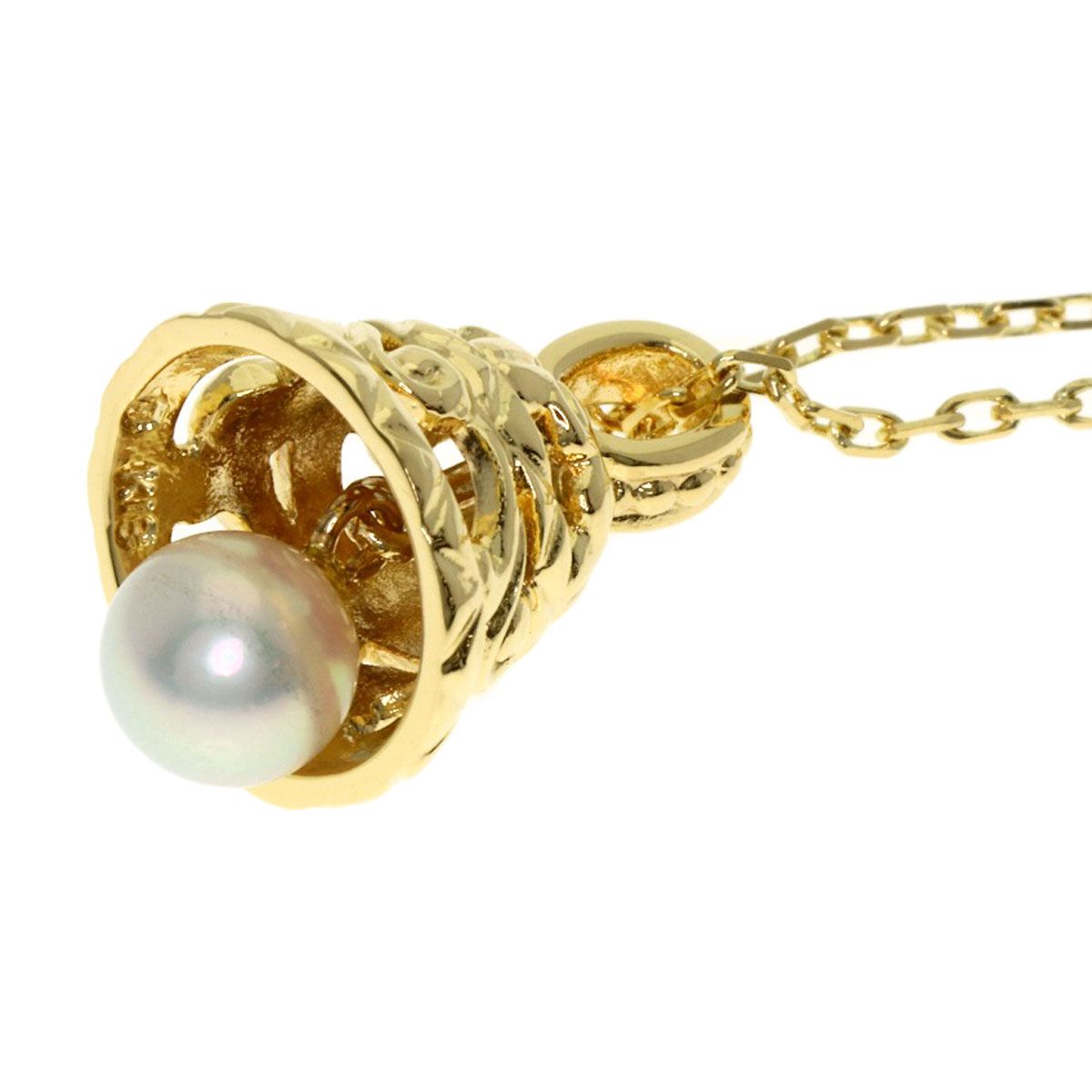 MIKIMOTO Bell Motif Pearl Necklace with 5.2mm pearl on 40cm K18 yellow gold chain for ladies
