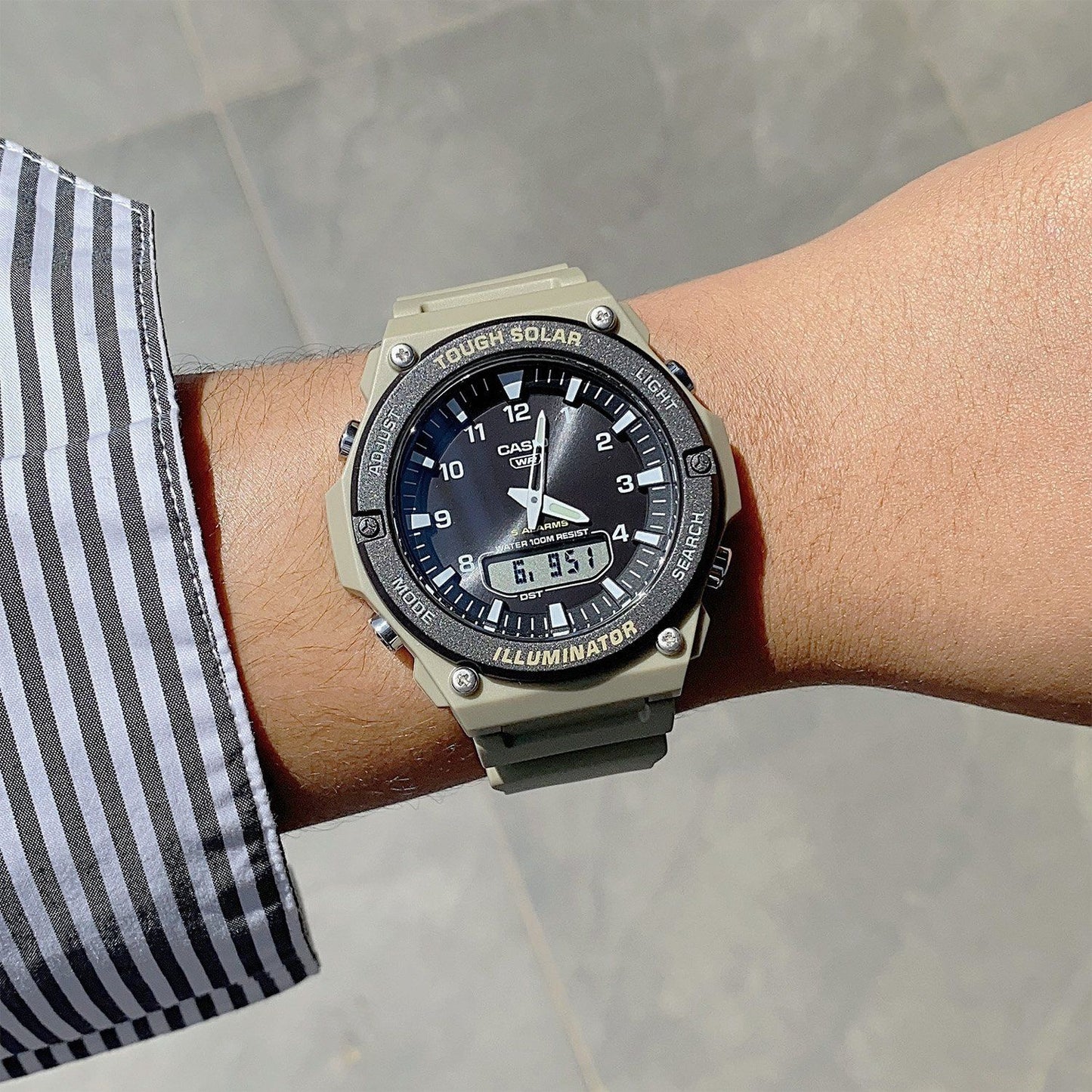 CASIO AQS820 Solar Men's Watch — Japanese