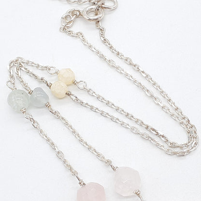 Agete silver necklace featuring a Cauldron stone pendant on a 37 cm adjustable chain