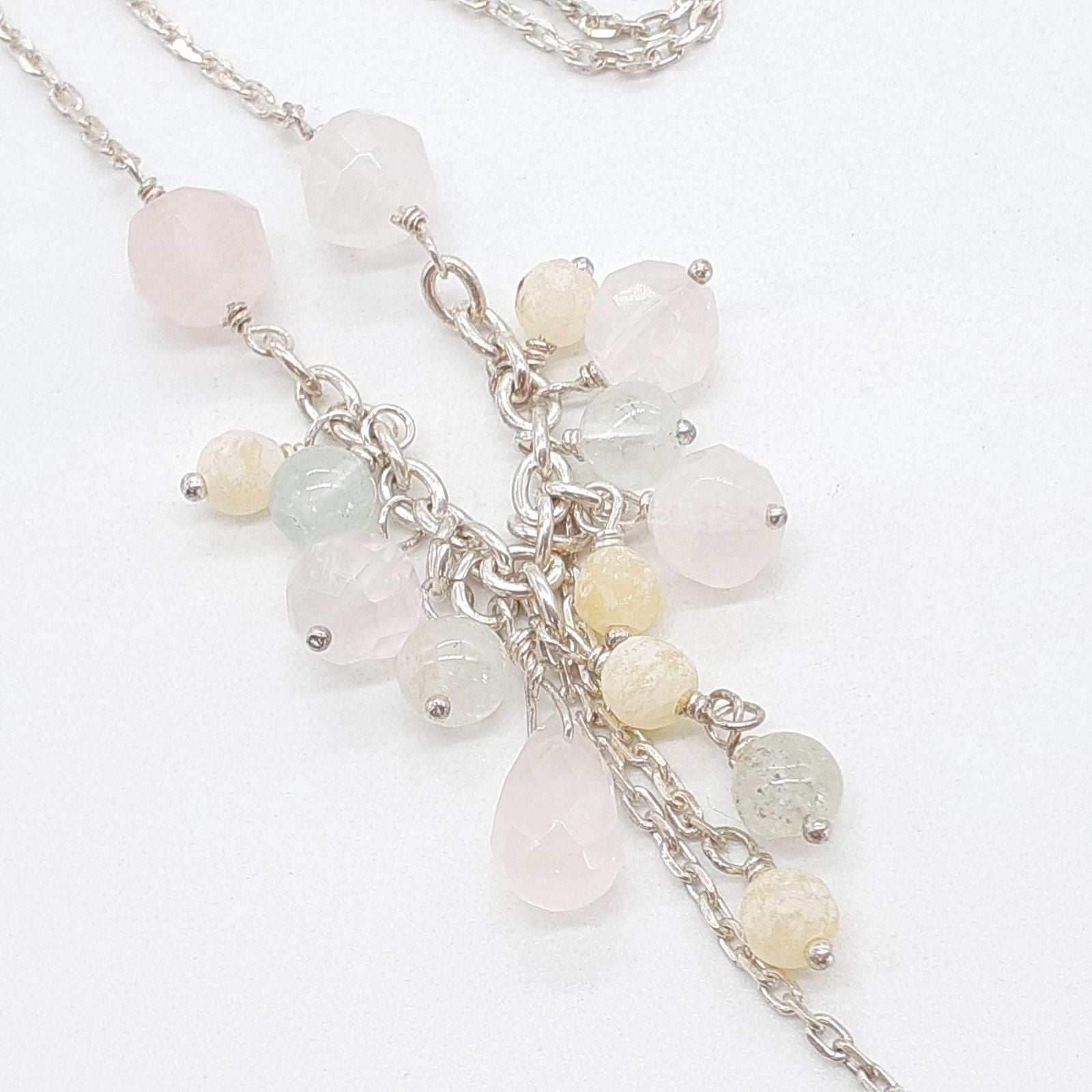 Agete silver necklace featuring a Cauldron stone pendant on a 37 cm adjustable chain