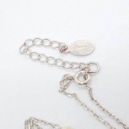 Agete silver necklace featuring a Cauldron stone pendant on a 37 cm adjustable chain